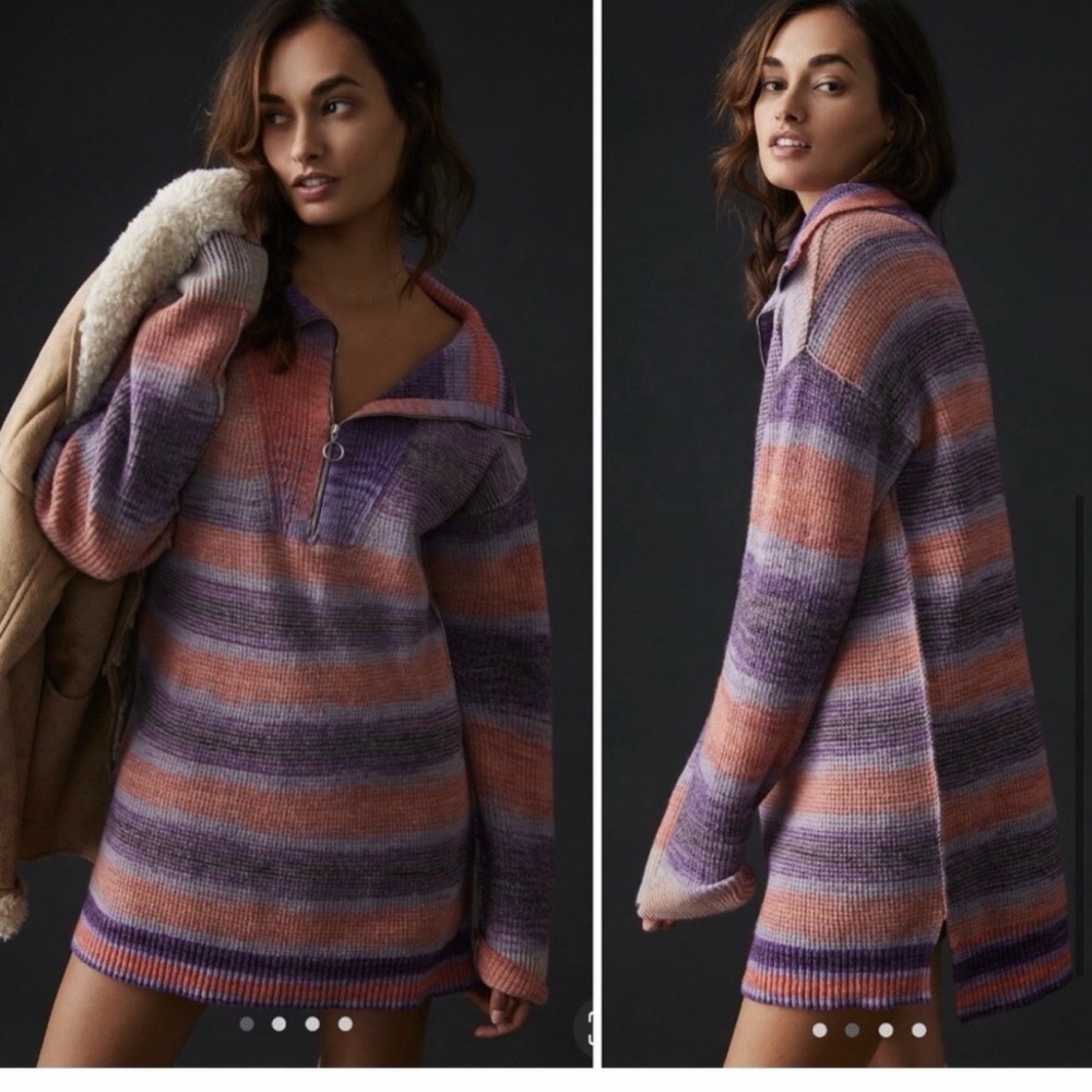 Daily Practice purple striped tunic sweater